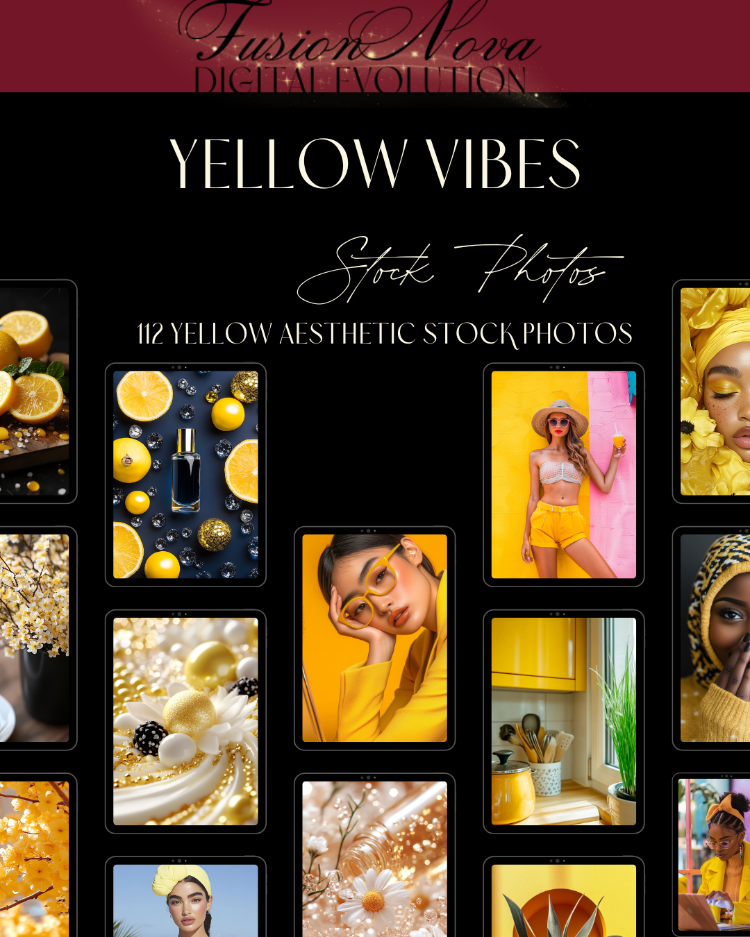 Yellow Vibes Aesthetic Stock Photos – 112 High-Quality Yellow-Themed Images with PLR and MRR Rights