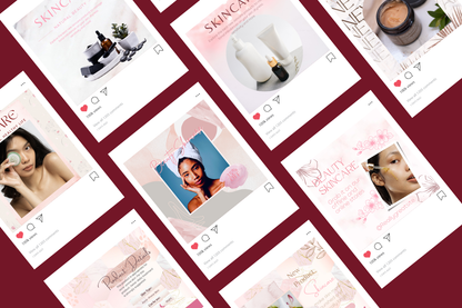 100 Pink Aesthetic Skincare Instagram Post Templates – Editable in Canva