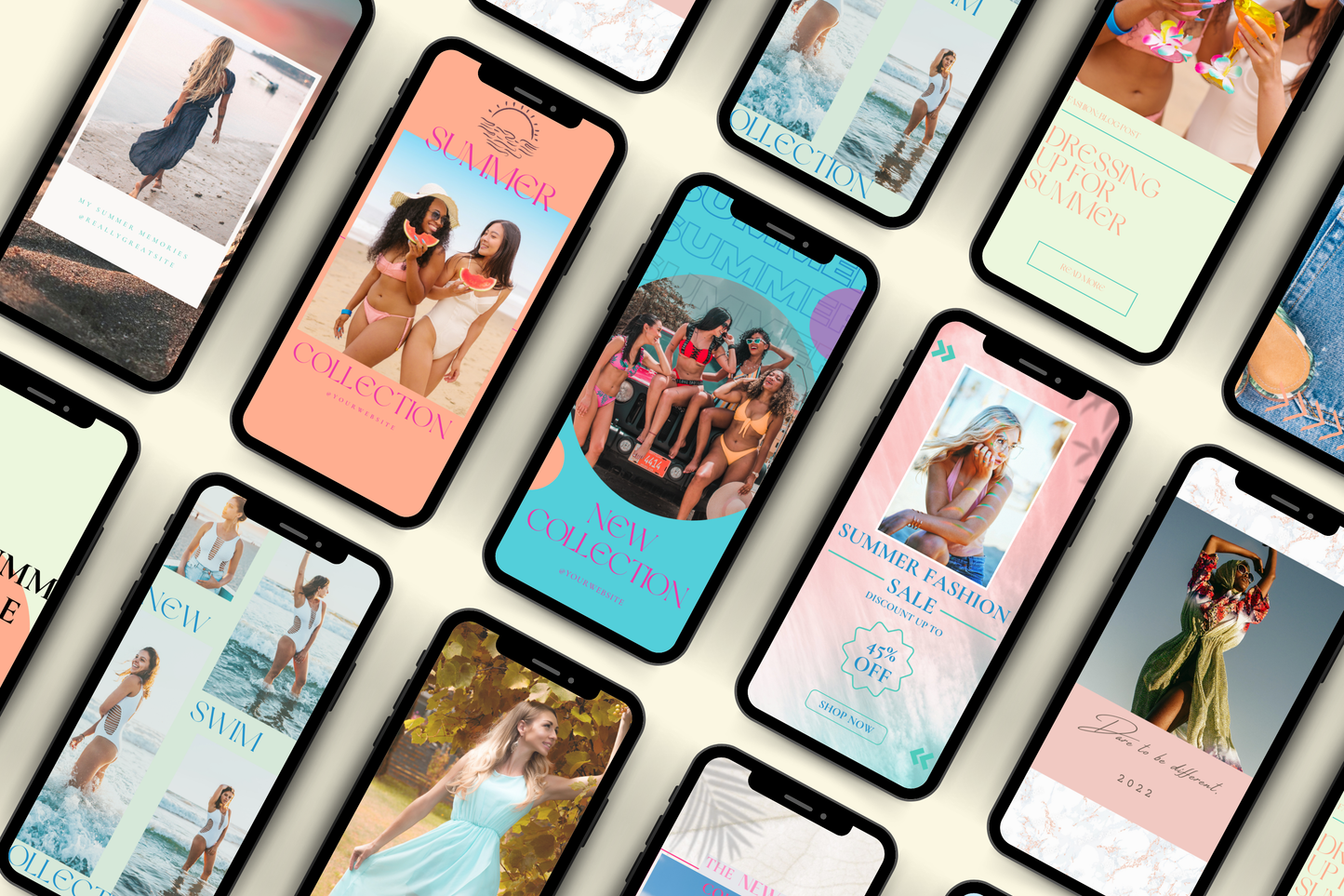 Summer Fashion Instagram Template Pack: 61 Posts & Stories for Fashion Brands, Influencers & Social Media Managers