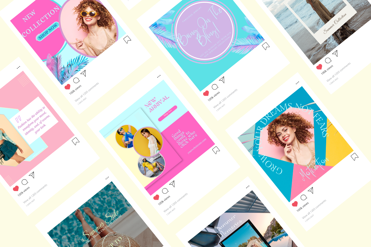 Summer Fashion Instagram Template Pack: 61 Posts & Stories for Fashion Brands, Influencers & Social Media Managers