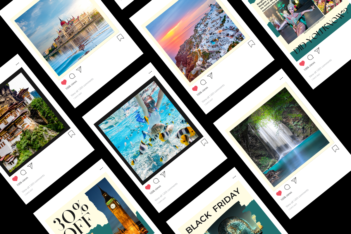 361 Instagram Post Templates & 10 Facebook Covers for Travel Brands – Customizable, Engaging Content for Social Media Growth"